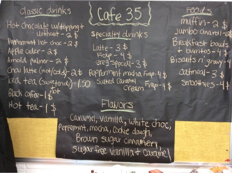 coffee shop menu