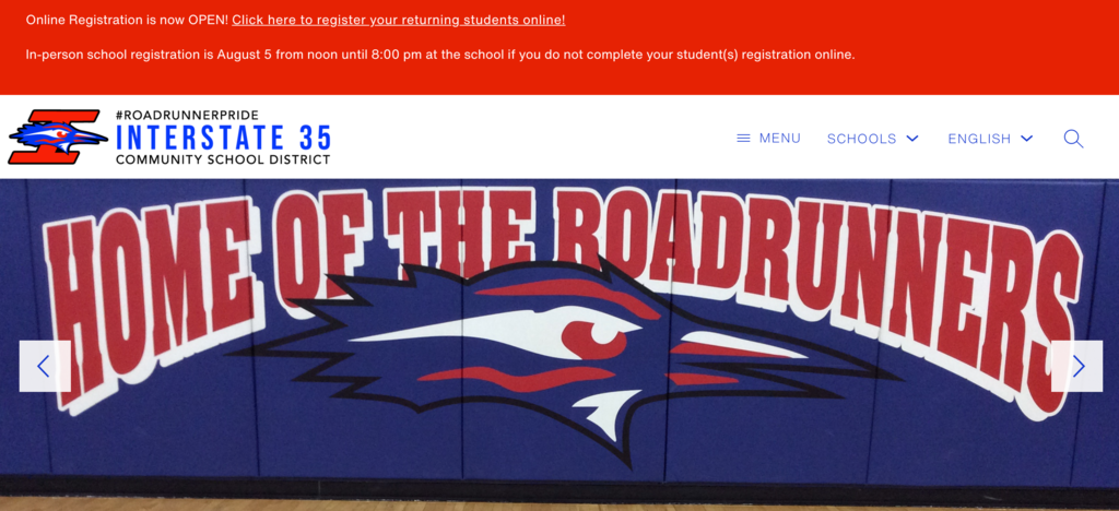 Screenshot of the district webpage