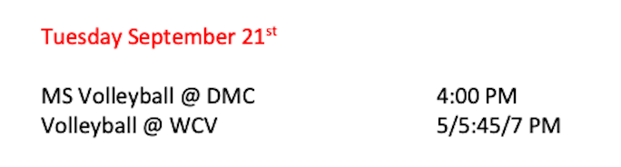 Volleyball Schedule