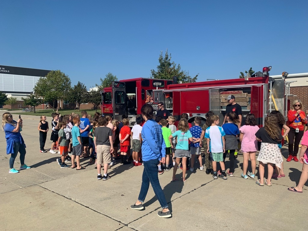 Students and the firefighters
