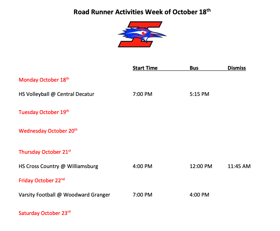 Activities Schedule