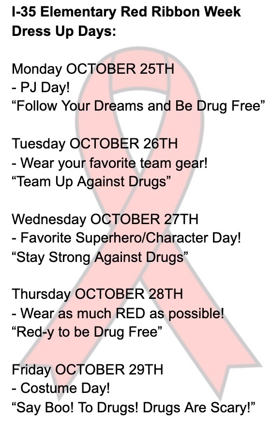 Red Ribbon Week Dress Up days