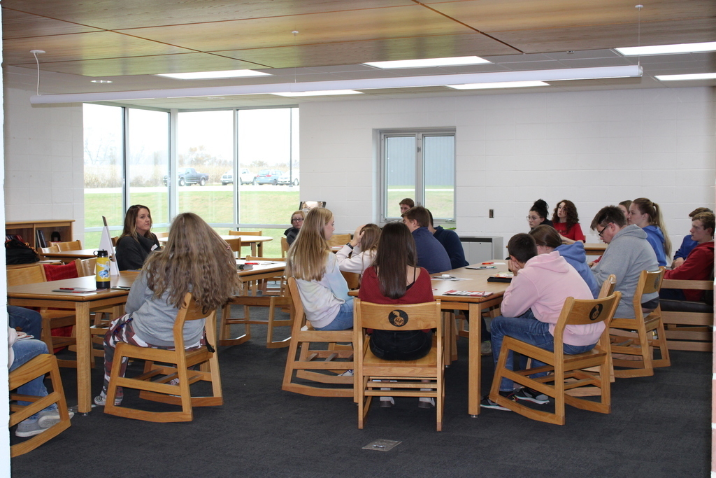 College representative in the library