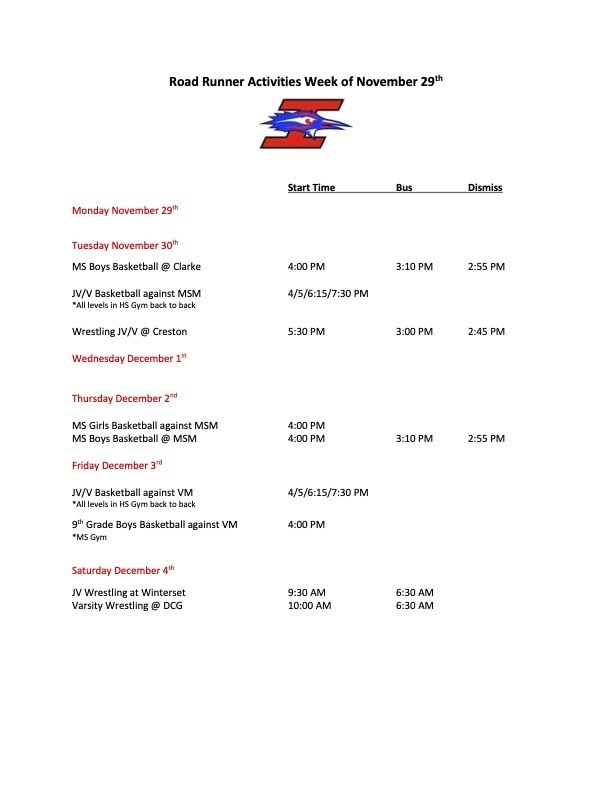Sports schedule