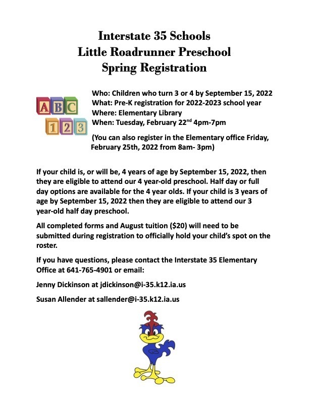 Preschool registration flyer