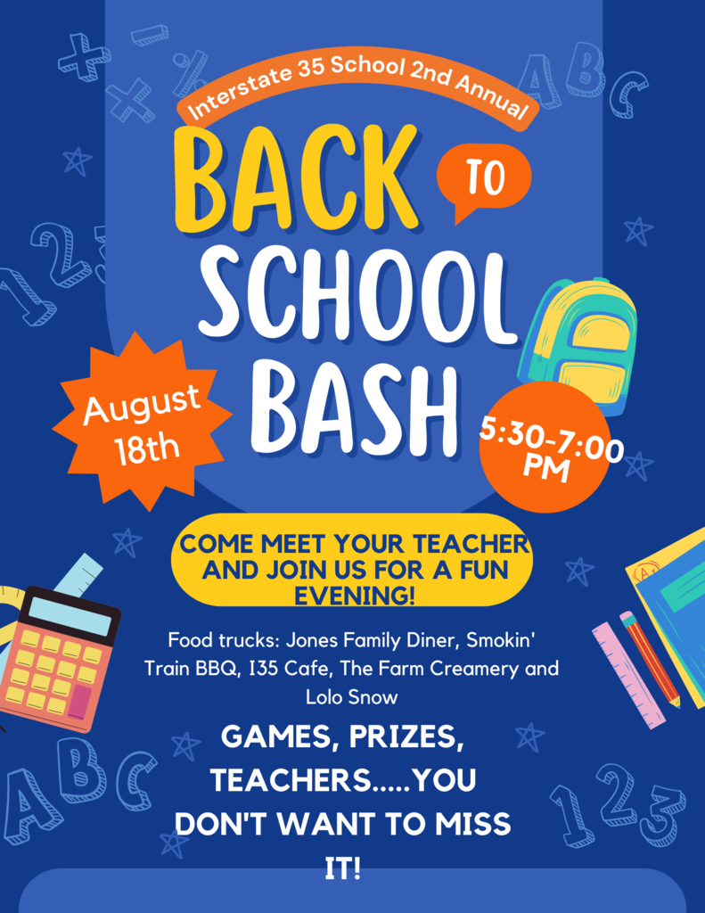 Back to school bash flyer - Back to school August 18 from 5:30 to 7:30 pm. 