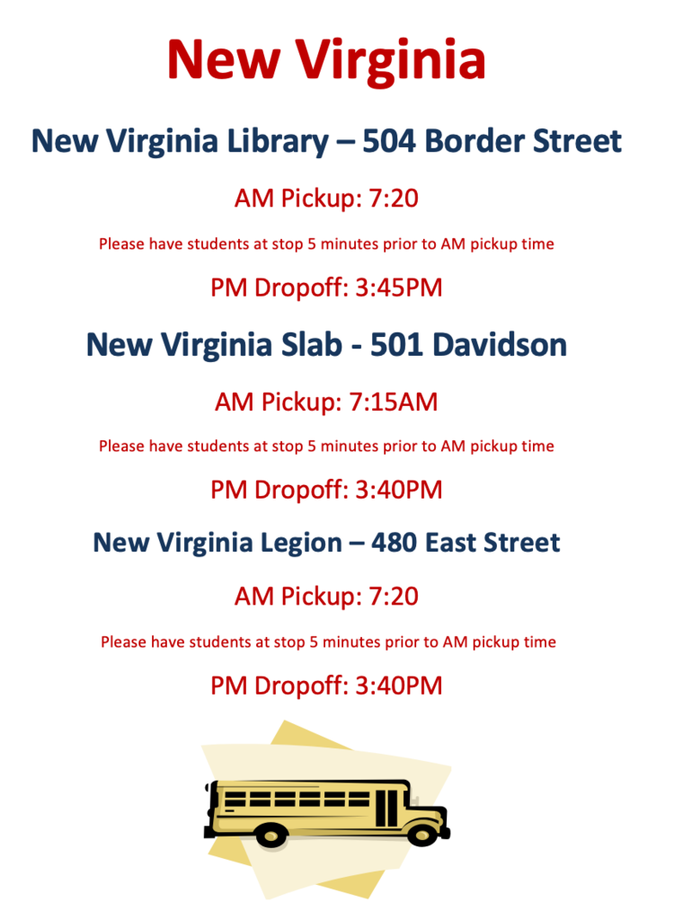 New Virginia Bus Stop Info