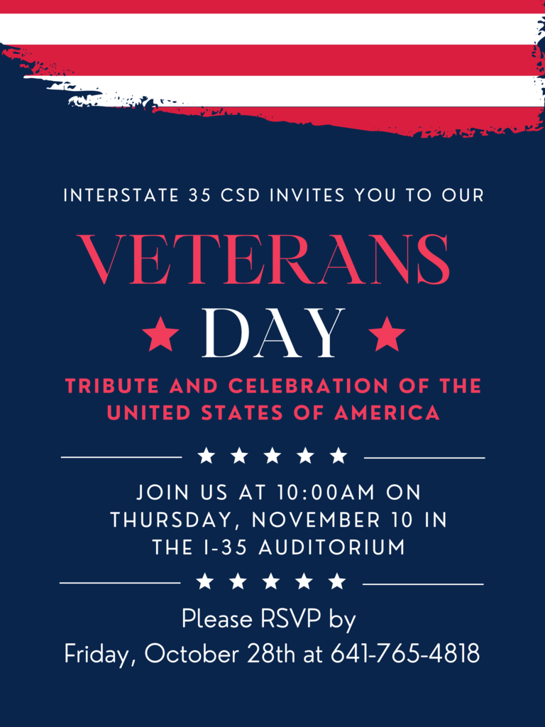 Veteran's day celebration invitational flyer 