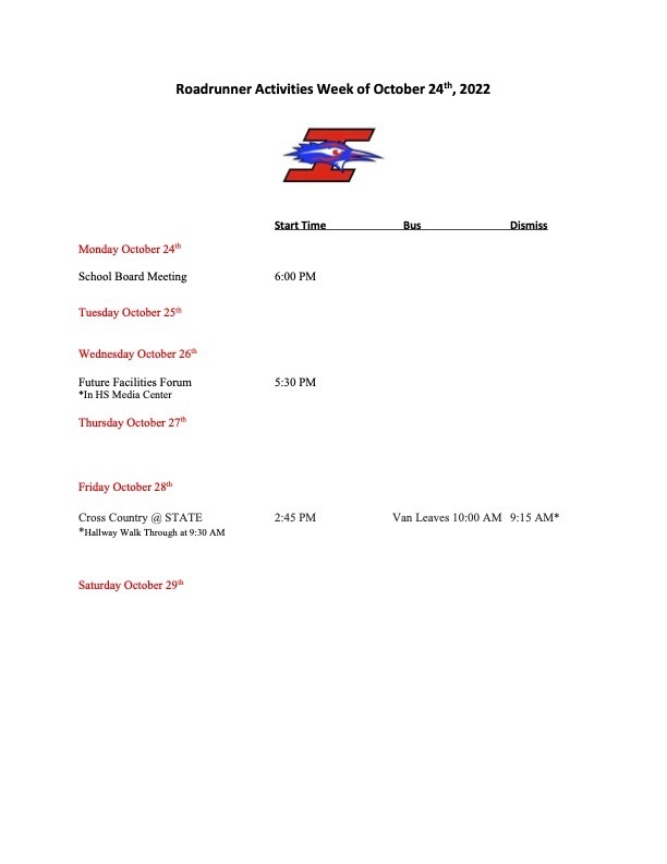 Activities schedule