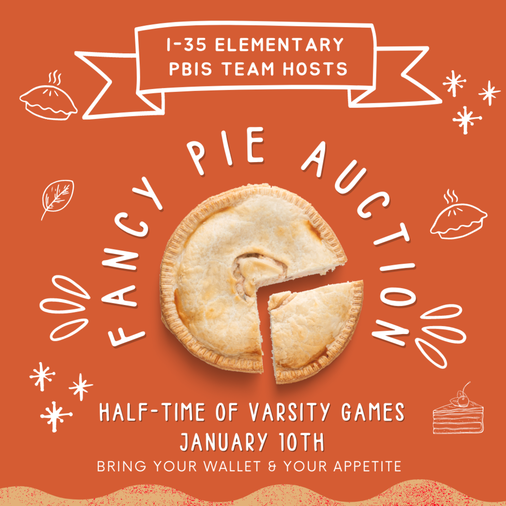 Flyer for pie auction on Tuesday, January 10